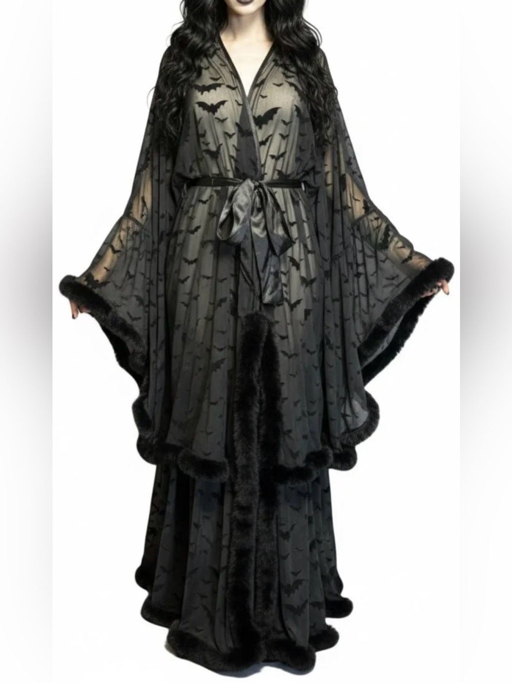 Black Draculina Feathered Robe | Gothic Vampirecore Boudoir | Western Evil